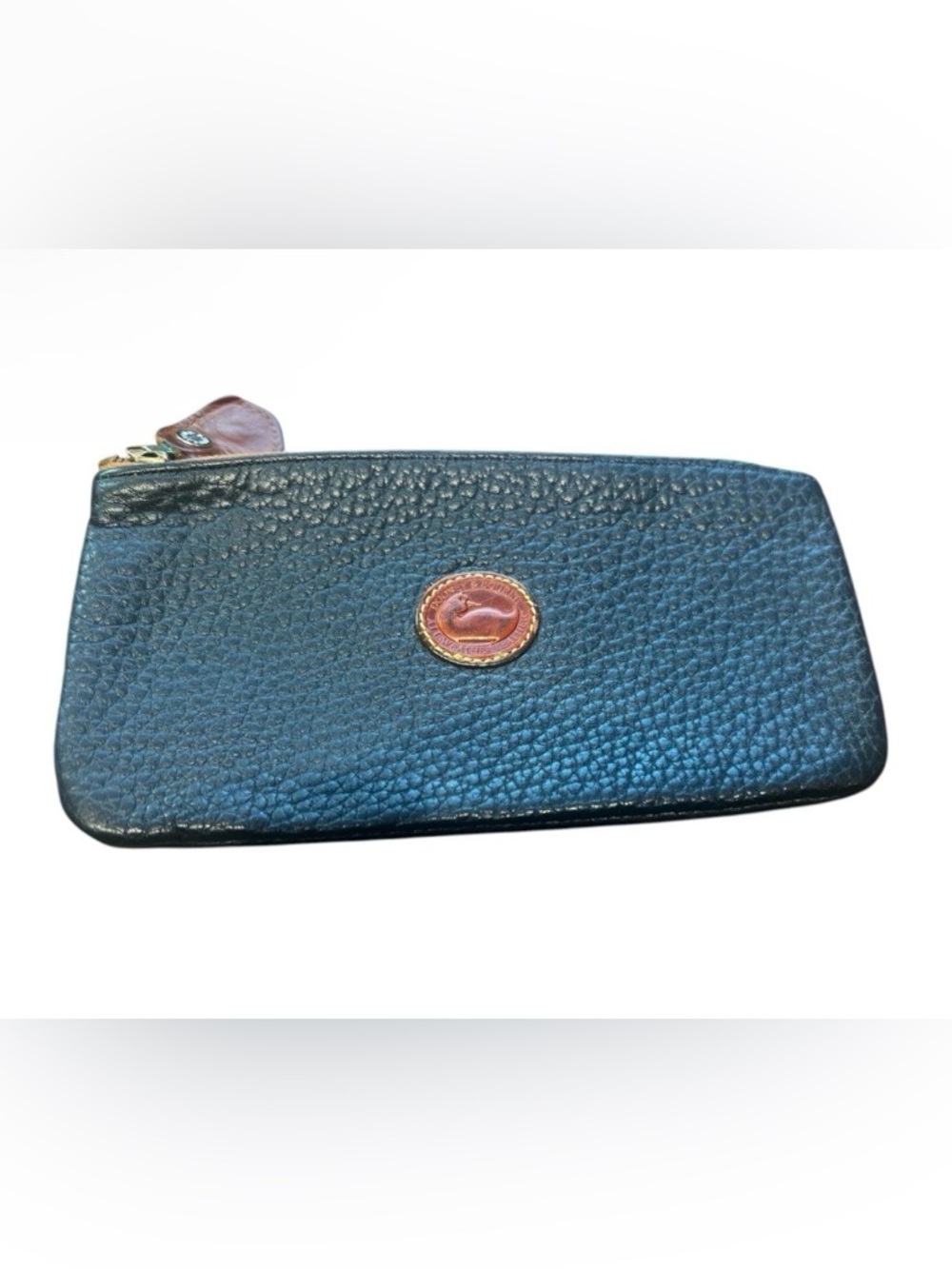 Dooney & Bourke Vintage Navy Ink Zip Pebbled Pouch Coin Cards Purse Case Wallet